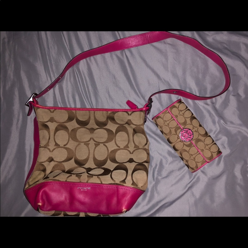 Pink Coach And Matching Wallet Set